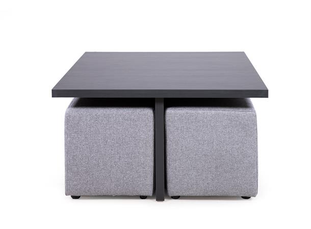 Domino 4 sofabord med 4 puffer, PG2 Svart, Urban 5 Salt&Pepper 