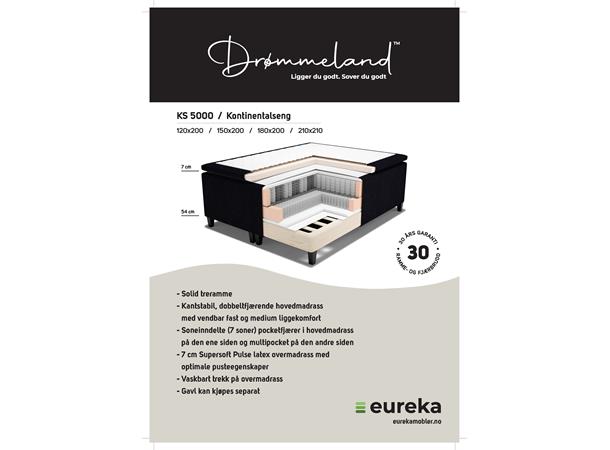 Drømmeland, KS 5000, Kontinentalseng 210x210 cm, Cinema 4 Black 