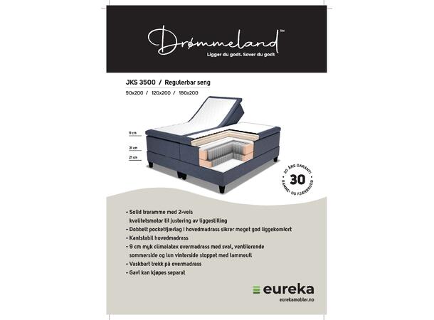 Drømmeland, JKS 3500, m/overmadrass 180x200 cm, Austin 18 