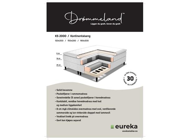 Drømmeland, KS 2000, Kontinentalseng 150x200 cm, Austin 18 