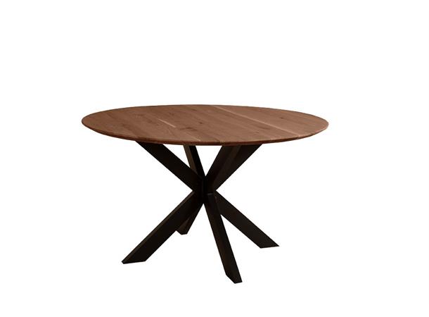 Haukeli spisebord Ø128, røkt eik / metallbase 
