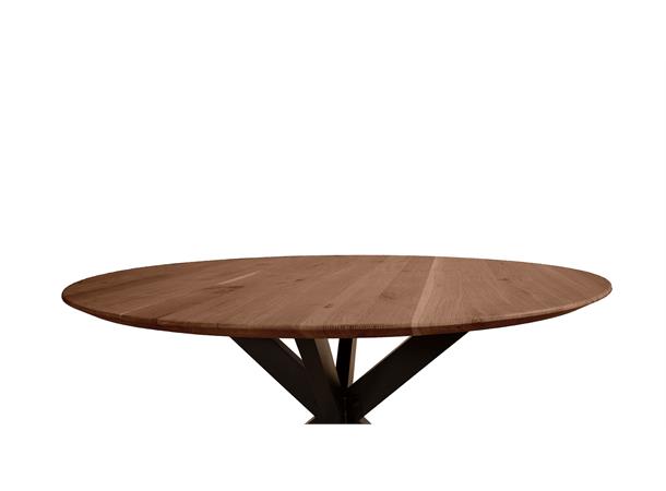 Haukeli spisebord Ø128, røkt eik / metallbase 