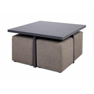 Domino 4 sofabord med 4 puffer, PG2 Svart, Urban 3 Brown