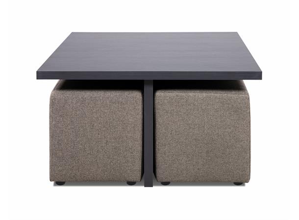 Domino 4 sofabord med 4 puffer, PG2 Svart, Urban 3 Brown 