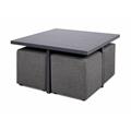 Domino 4 sofabord med 4 puffer, PG2 Svart, Urban 6 antrazite