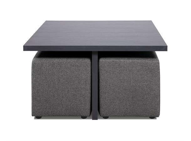 Domino 4 sofabord med 4 puffer, PG2 Svart, Urban 6 antrazite 