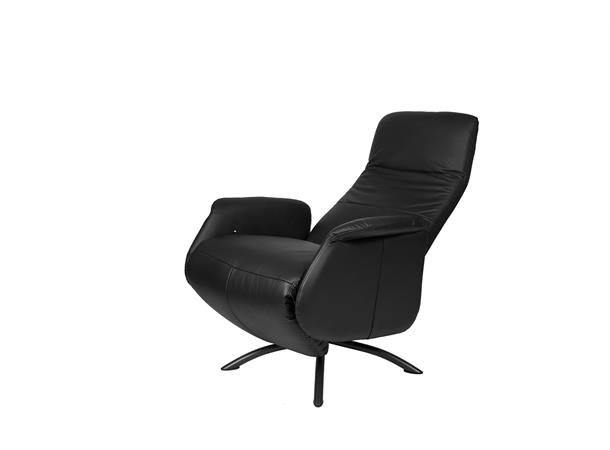 Trysil hvilestol m/fothviler, hud/PVC H14 Nero 