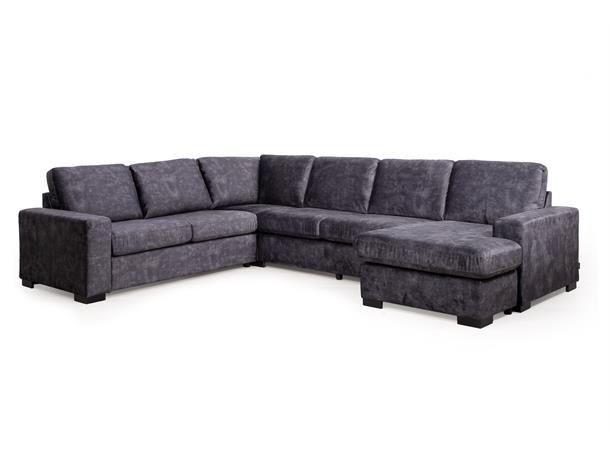 York 4 hjørnesofa, PG2 Med sjeselong, Høyre, Adore 67 antrazite 