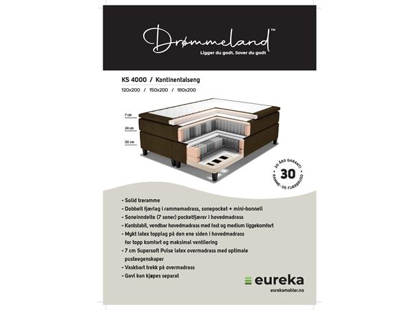 Drømmeland, KS 4000, Kontinentalseng 180x200 cm, Cinema 07 Antrazite 