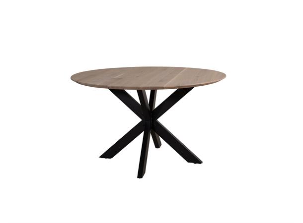 Haukeli spisebord Ø128, hvitoljet eik / metallbase 