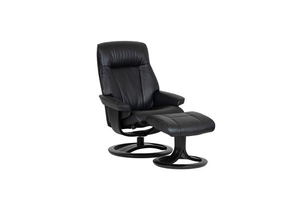 Atlanta hvilestol m/krakk, Medium, H2 Hud/PVC, svart 