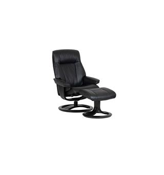 Atlanta hvilestol m/krakk, Medium, H2 Hud/PVC, svart
