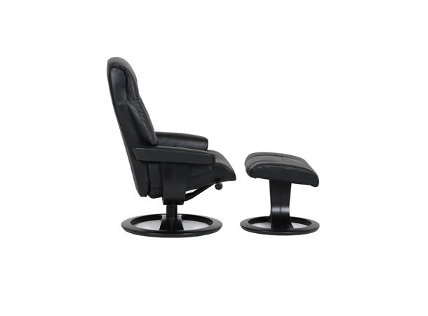 Atlanta hvilestol m/krakk, Medium, H2 Hud/PVC, svart 