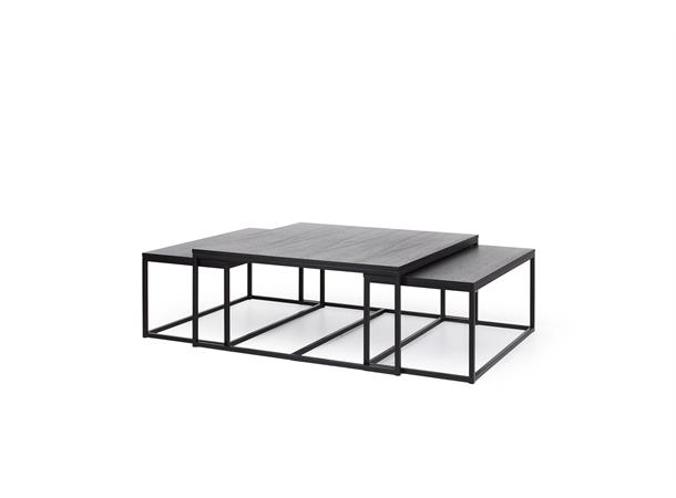 Maine sofabord S/3, 100X100X44/47X94X40H, svart 
