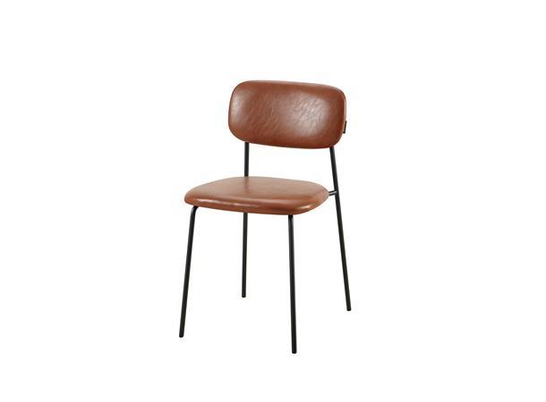 Hanne spisestol Cognac PU, sorte metallben 