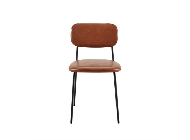 Hanne spisestol Cognac PU, sorte metallben 