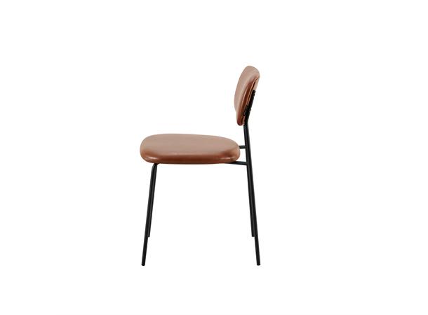 Hanne spisestol Cognac PU, sorte metallben 