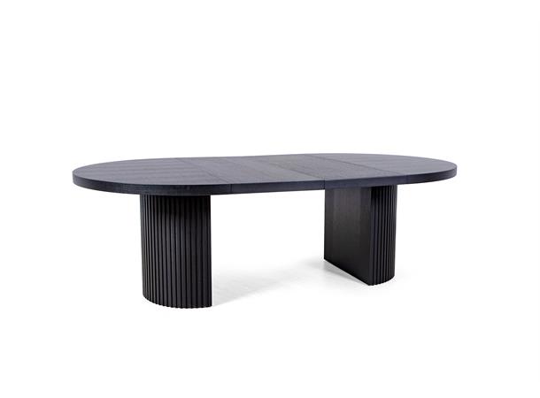 Visby spisebord Ø138 Med 2 klaffer, sort eikefinèr
