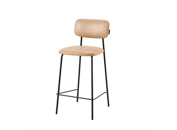 Hanne barstol Sand PU, sorte metallben 