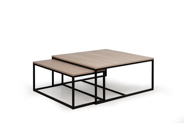 Maine sofabord sett av 2 100X100X44/47X94X40H, hvitpig. eikefinèr 