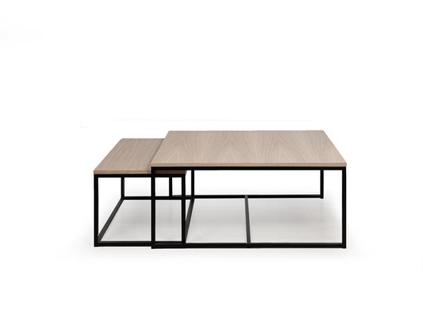 Maine sofabord sett av 2 100X100X44/47X94X40H, hvitpig. eikefinèr 