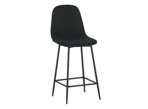 Anna barstol, Cordfløyel 132 Svart Svart understell 