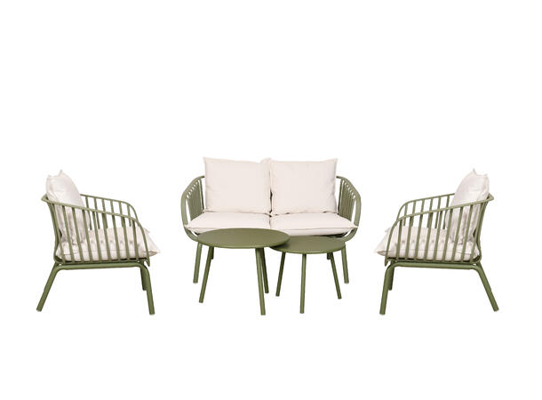 Miami sofagruppe 2+1+1, bord Grønn stål/plast 