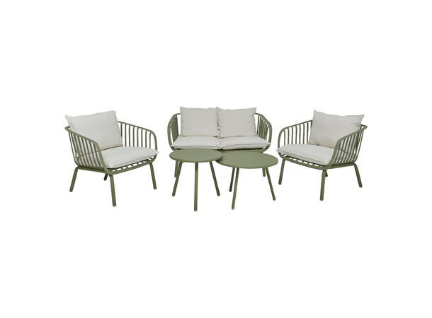 Miami sofagruppe 2+1+1, bord Grønn stål/plast 