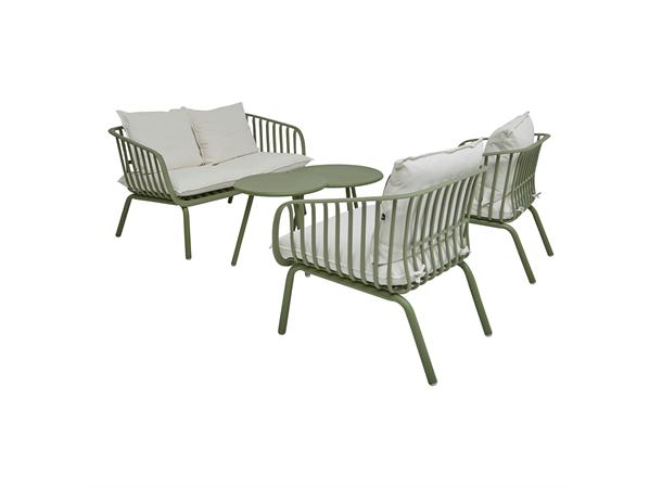 Miami sofagruppe 2+1+1, bord Grønn stål/plast 