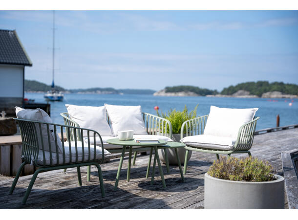 Miami sofagruppe 2+1+1, bord Grønn stål/plast 