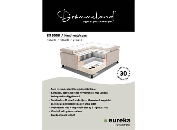Drømmeland, KS 6000, Kontinentalseng 180x200 cm, Oasis 91 Bisque 