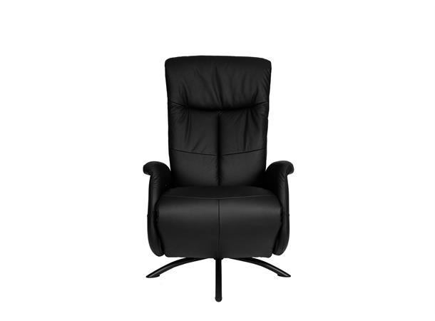 Finse hvilestol m/fothviler, Hud/PVC H14 Nero 