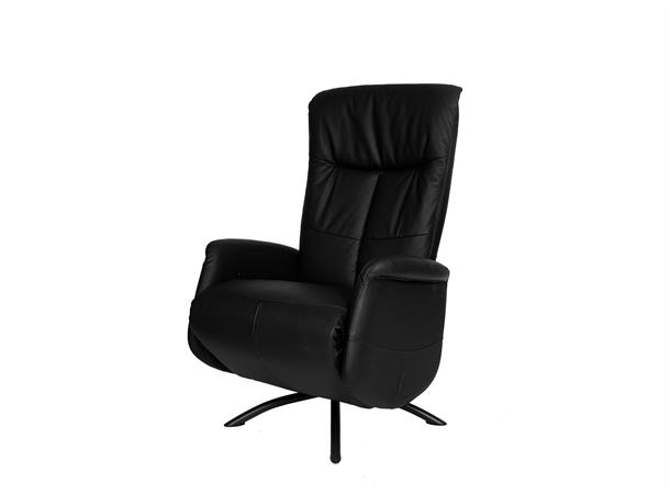 Finse hvilestol m/fothviler, Hud/PVC H14 Nero 