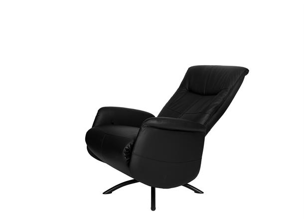 Finse hvilestol m/fothviler, Hud/PVC H14 Nero 