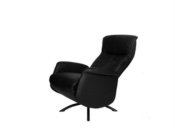 Finse hvilestol m/fothviler, Hud/PVC H14 Nero 