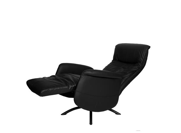 Finse hvilestol m/fothviler, Hud/PVC H14 Nero 