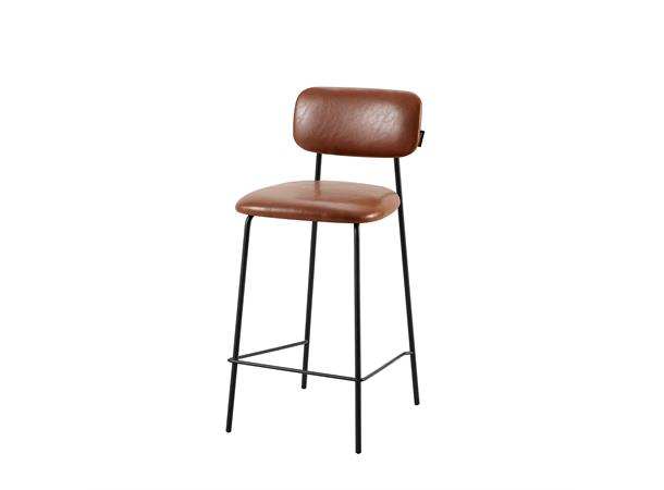 Hanne barstol Cognac PU, sorte metallben 