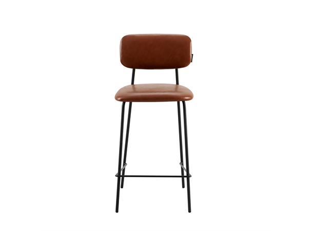 Hanne barstol Cognac PU, sorte metallben 