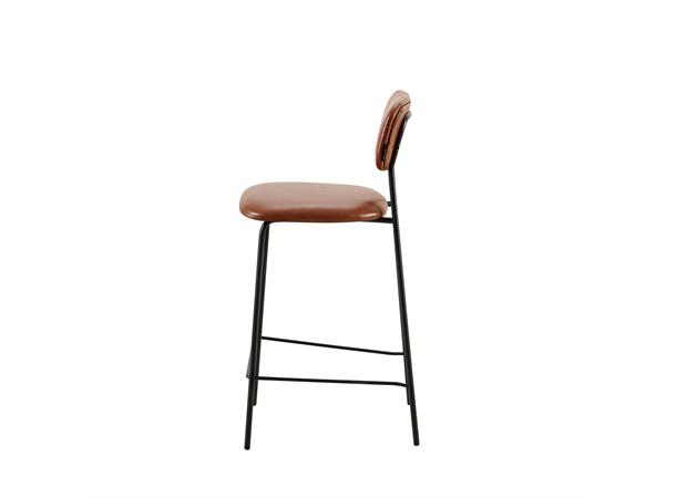 Hanne barstol Cognac PU, sorte metallben 