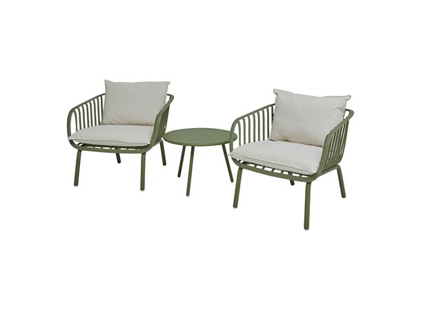 Miami stolsett, 2 stoler og bord Grønn stål/plast 