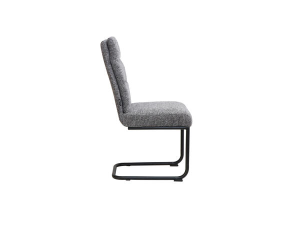 Andrine spisestol Grå tekstil, sorte metallben 