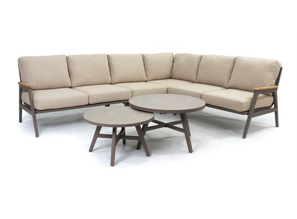 Arran hjørnegruppe m/2 bord Vendbar, Alu/teak 