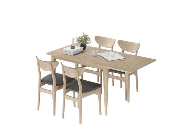 Casø C-edge 2, Bord,120/160x75x75cm Hvitpig. finèr, inkl 1 klaff, treben 