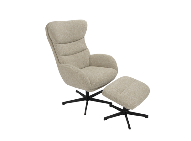 Curtis hvilestol med tilt og skammel Royal 110 Beige, Svart sokkel 