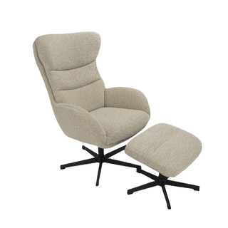 Curtis hvilestol med tilt og skammel Royal 110 Beige, Svart sokkel