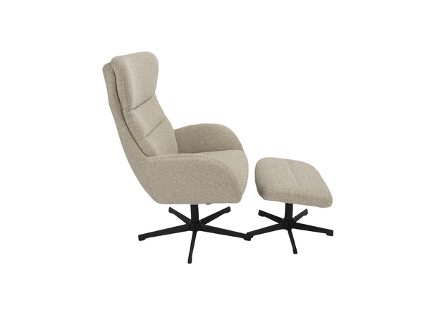 Curtis hvilestol med tilt og skammel Royal 110 Beige, Svart sokkel 