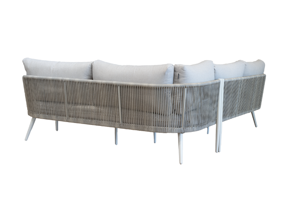 Paros spisevinkel 32 m/bord Krem aluminiumramme, grå tauflett 