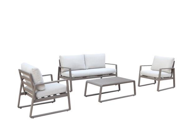 Samos sofagruppe 2+1+1+Bord Coffee ramme/beige tekstil 