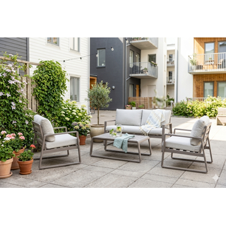 Samos sofagruppe 2+1+1+Bord Coffee ramme/hvit tekstil
