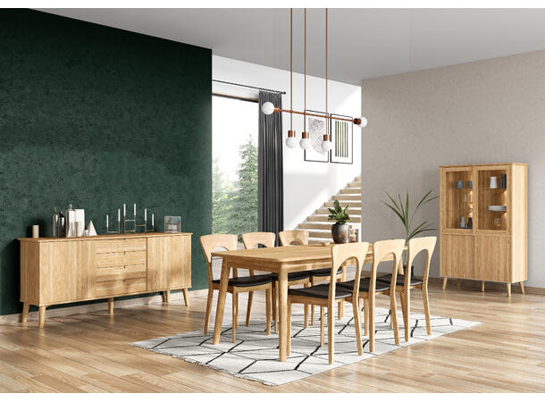 Casø 120 bord,180/270x90x75 cm Natur finèr, inkl 1 klaff, treben 